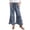 Navy, variant on Mutghys Wide Leg Jeans for Women Ruffle Hem Elastic Waist Drawstring Solid Color Denim Jeans with Pockets Vacation Party Loose Comfy Casual Jeans S-2XL