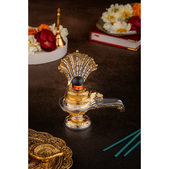 Shiv Ling Idol in Gold & Silver - 5 Inches