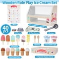 thumbnail image 3 of Wooden Ice Cream Counter Playset for Kids, Toddler Girl Toys Kitchen Playset Pretend Play Gifts for 3 4 5 6 Year Old Girl or Boy, Play Food Scoop and Serve, Play Kitchen Sets for Kids Ages 4-8, 3 of 7