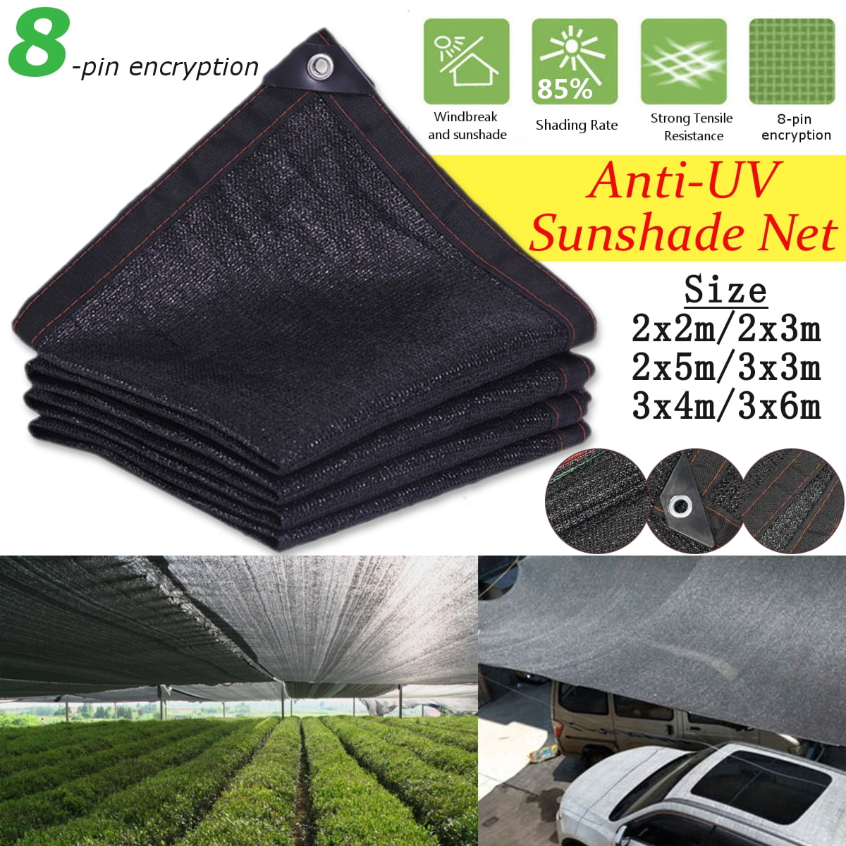 OriginA Sun Screen Shade Panel 10x22ft Black 90% Sunblock Protect your Plant for Greenhouse 
