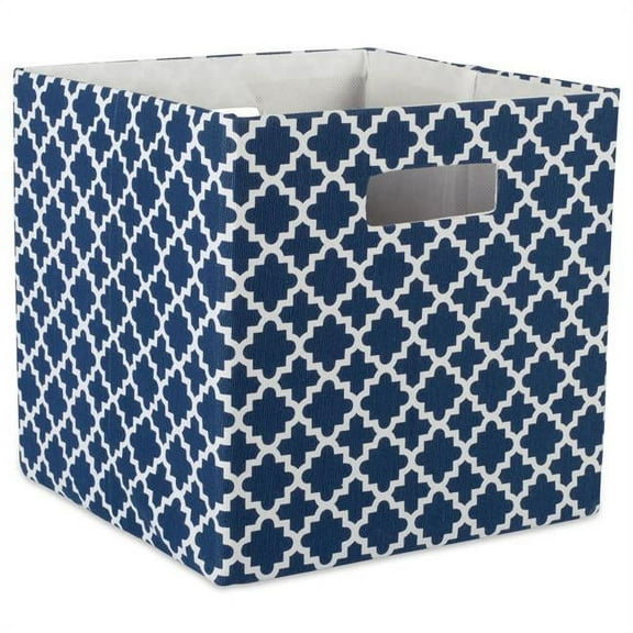 13 x 13 x 13 in. Lattice Square Polyester Storage Cube, Nautical Blue