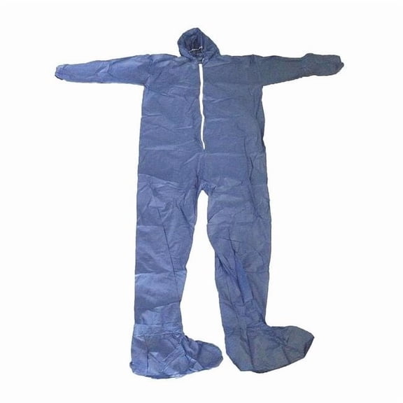 Condor Hooded Disposable Coveralls, 3XL, Blue, polypropylene, zipper 26W833