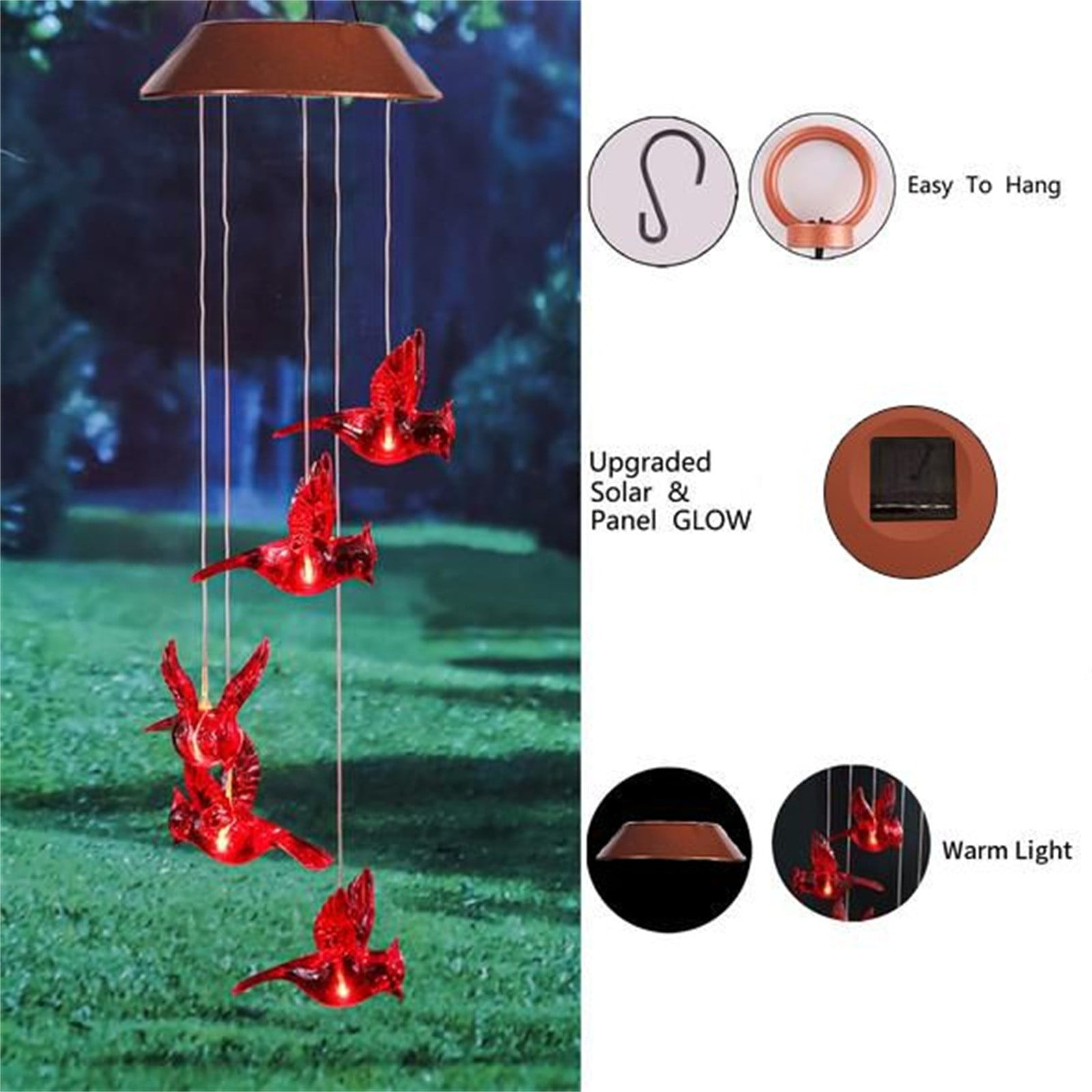 Solar Fence Wind Chime Spinner Light,LED Hanging Outdoor Garden Decorative Light Home Decor Collection