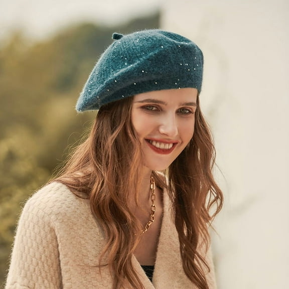 Berets Women's Autumn/Winter Knitted Hats with Velvet Winter Knitted Hats Wholesale Solid Color Women's Hats 1pcs