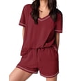 thumbnail image 6 of Ekouaer Womens Pajamas Sets Soft Pjs Short Sleeve Lounge Sets Casual Two Piece Pjs With Pockets, 6 of 6