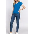 thumbnail image 4 of Women's Casual Short Sleeve Solid V-Neck W/Pocket Rib Top, 4 of 4