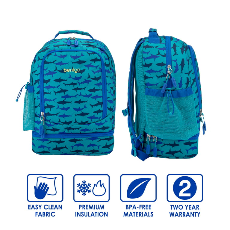 Bentgo Kids Prints 2-in-1 Backpack with Built-In Insulated Lunch Bag - Blue  Dinosaur 