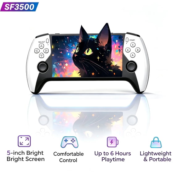 SF3500 5-Inch HD IPS Handheld Game Console, 21000 Games, TV Output, Portable Gaming Player for Travel & Home