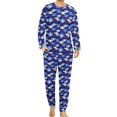 thumbnail image 1 of Pijama de tiburón divertido, conjunto de pijama de 2 piezas con estampado de vida marina de manga larga para hombre, ropa de dormir romántica de gran tamaño con gráficos de otoño, 1 of 5