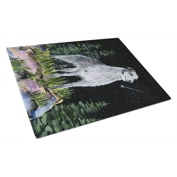 Caroline's Treasures Starry Night Scottish Deerhound Glass Cutting Board Large
