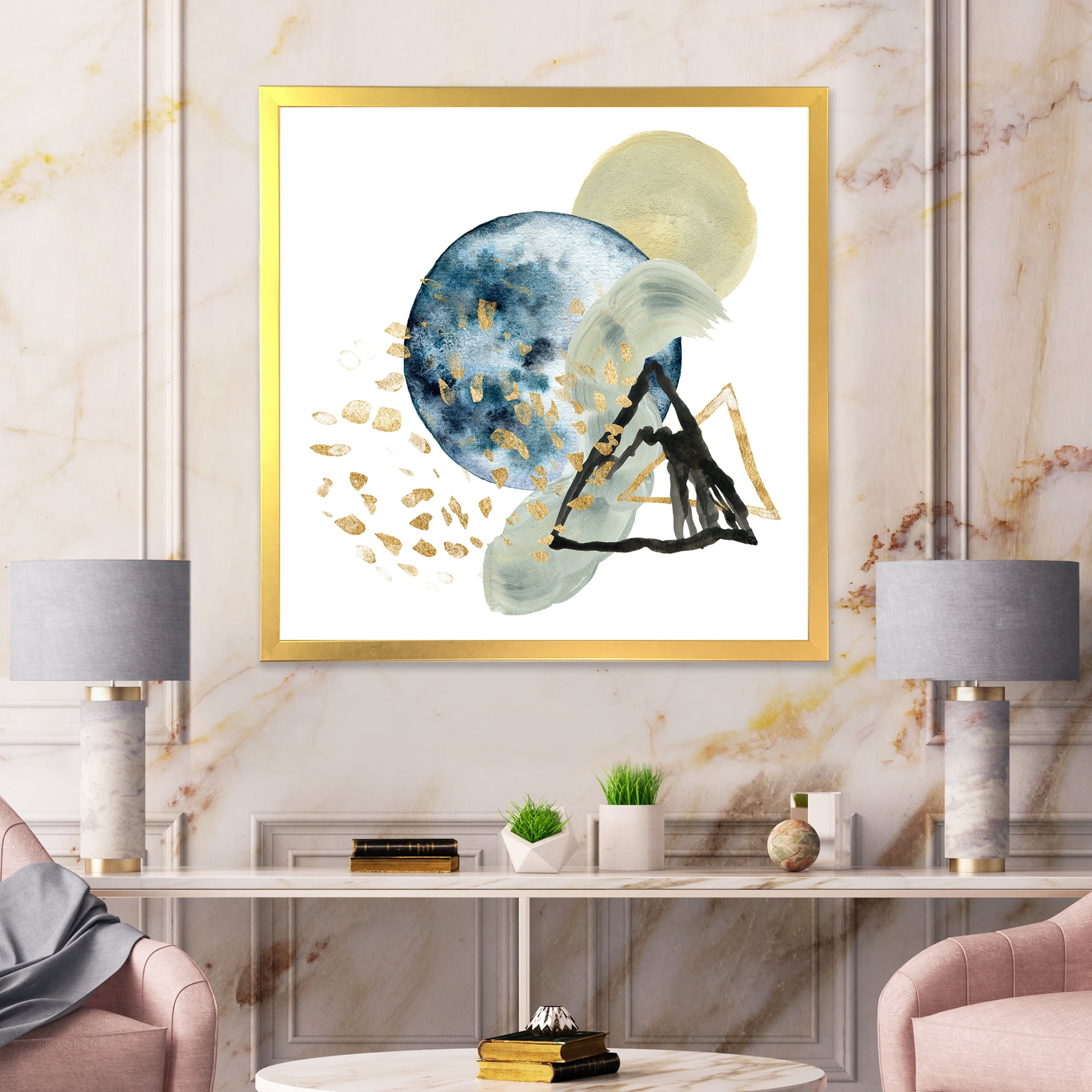 Designart 'Minimalistic Landscape of Moon With Mountains II' Modern Framed Art Print
