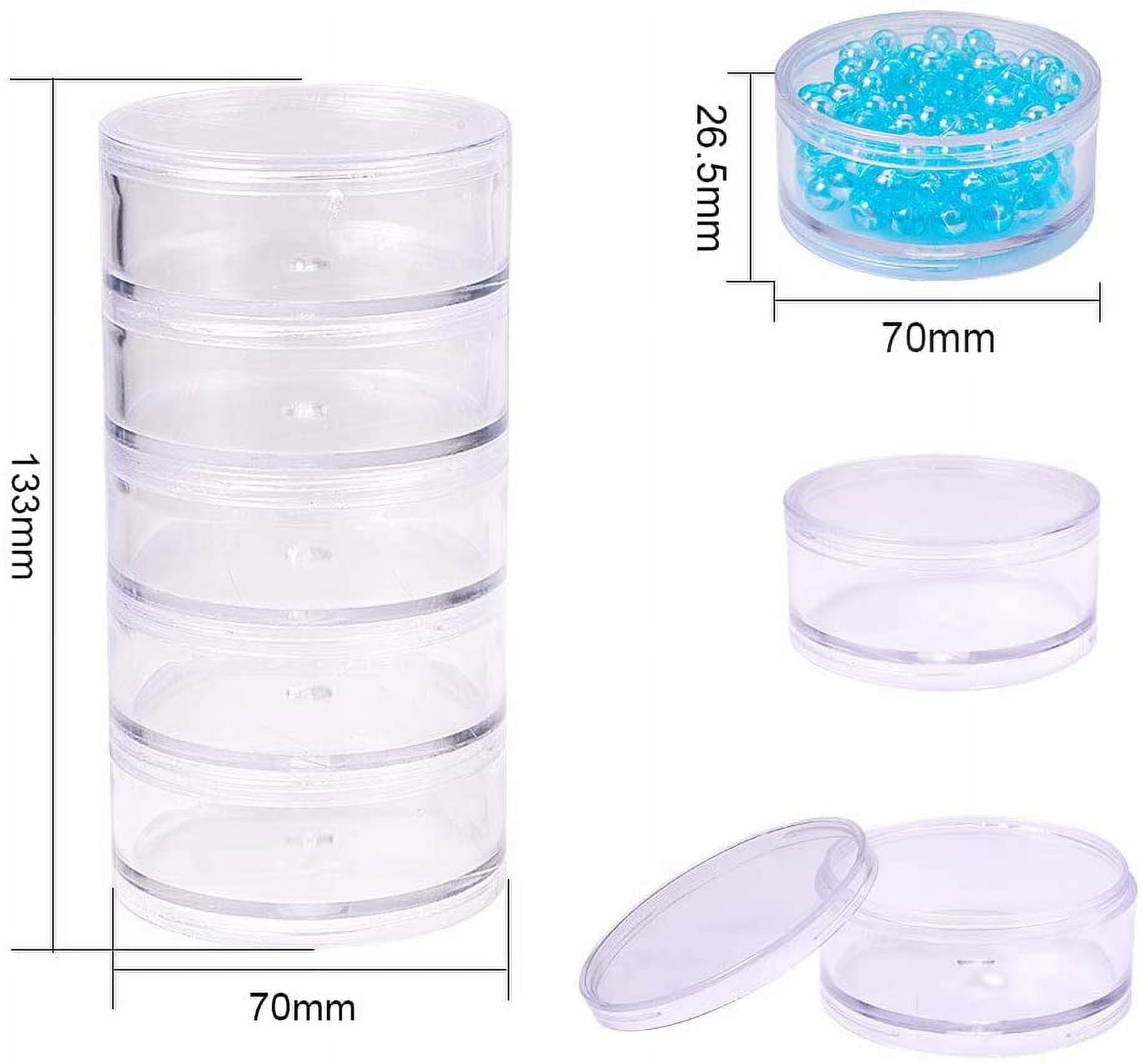 2x 5 Stacking Bead Containers Clear Screw Top Make Up Storage Organizer Box - Clear, 77x27mm, Size: 77 mm x 27 mm