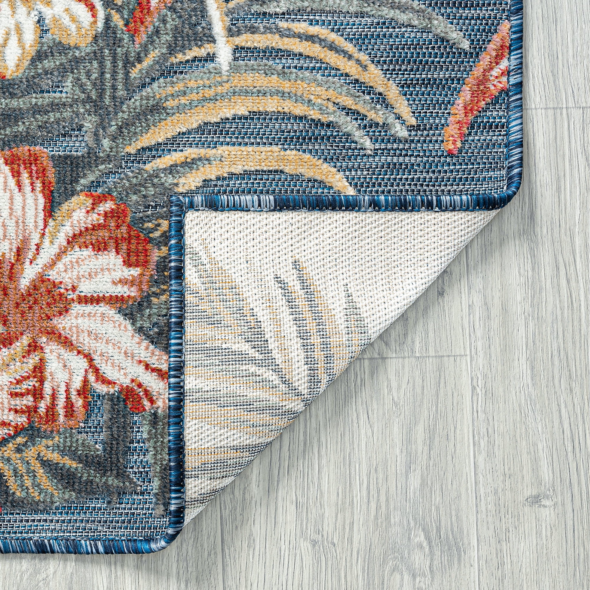 4x6 Water Resistant, Indoor Outdoor Rugs for Patios, Front Door Entry, Entryway, Deck, Porch, Balcony | Outside Area Rug for Patio | Blue, Floral | Size: 3'10'' x 5'3''