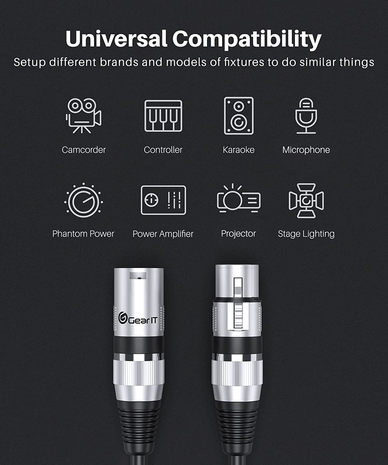 GearIT 3 Pin Connector Male to Female DMX to DMX DJ Equipment & Lighting Cable, 100 ft