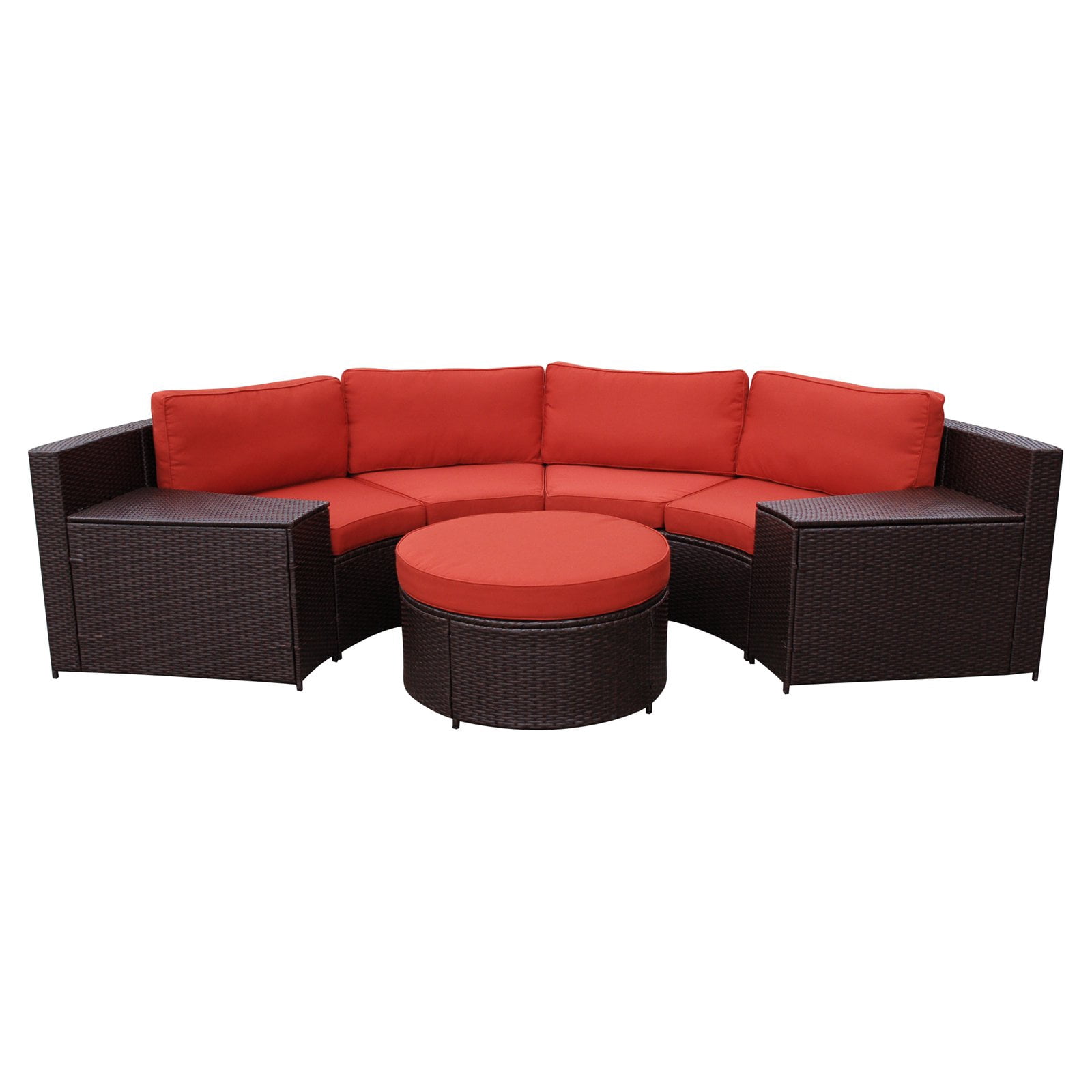 Jeco Cartegena Wicker 5Piece Curved Modular Patio Conversation Set