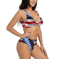 thumbnail image 6 of PAYOHTO Women's Cross Front Bikini Set with High Elasticity Soft Padding Waving flag of USA Bathing Suit Crop Top Swimsuit, 6 of 9