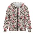 thumbnail image 4 of FOR U DESIGNS Pink Rose Zipper Hoodies for Women Oversized Trendy Hoodie Size XS Lightweight Hooded Zip Up Sweatshirt Women Activewear Tops Long Sleeve Sportswear, 4 of 7