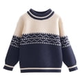thumbnail image 2 of SGFCWSX Boys Sweater Crew Neck Fair Isle Pattern Knit Winter Warm Soft Long Sleeve Casual Everyday School Pullover Navy Size 5T, 2 of 9