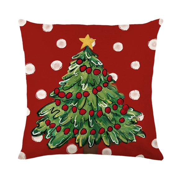 2022 Christmas Pillowcase Linen Hand-painted Home Santa Claus Elk Pillowcase Sofa Cushion Cover