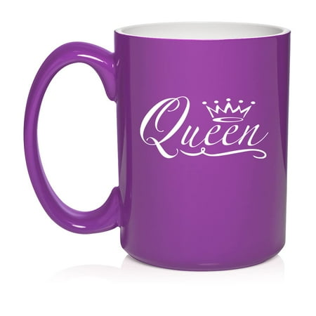 Queen Fancy Ceramic Coffee Mug Tea Cup Gift (15oz Purple)