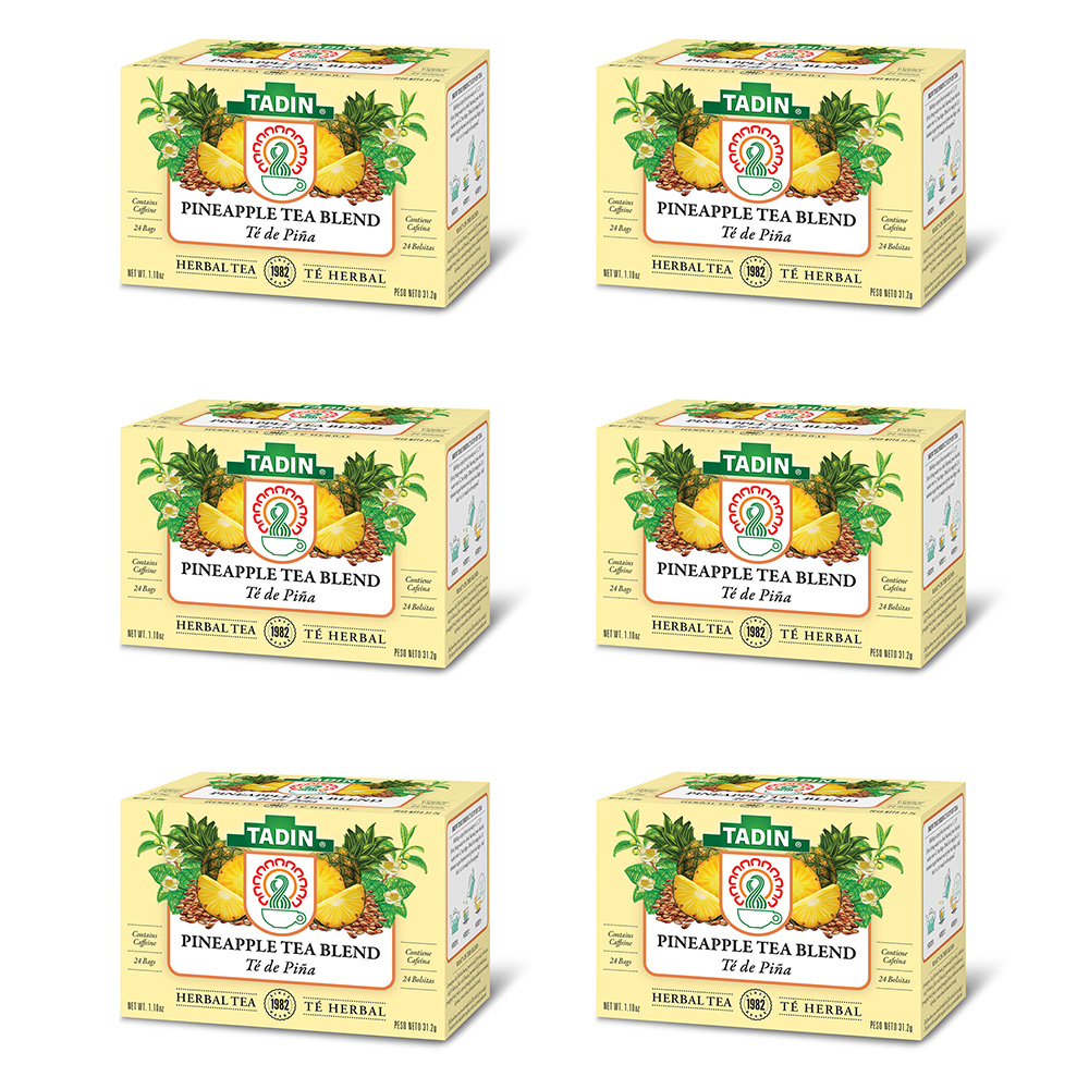 Tadin Pineapple Herbal Tea Blend. Mood Enhancer. Helps in Weight Loss and Improves Metabolism. Contains Caffeine. 24 Teabags. 1.1 oz. Pack of 6