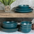thumbnail image 3 of Gibson Home Rockabye 12 Piece Double Bowl Melamine Dinnerware Set - Matte Teal, 3 of 5