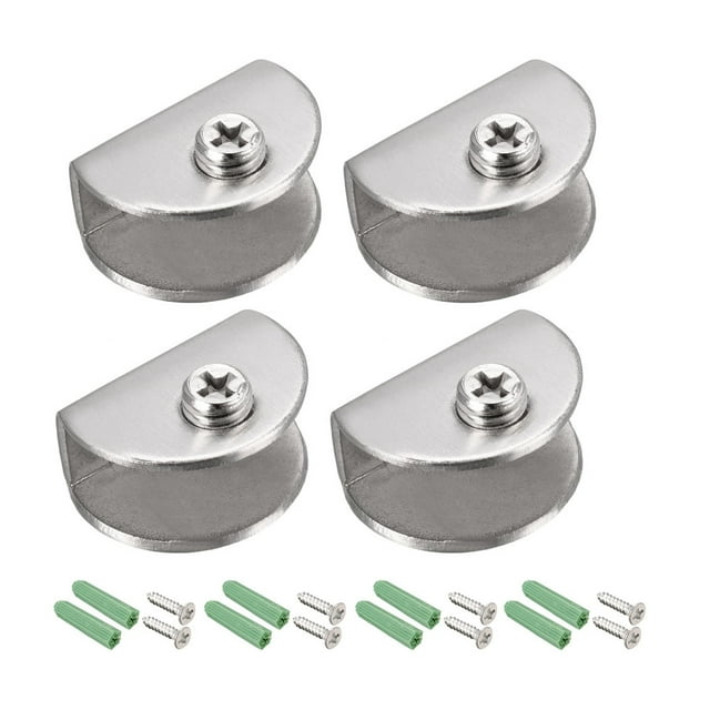 Soporte de estante de vidrio Uxcell, abrazadera de vidrio de acero inoxidable, media ronda para 7-10 mm, 4 piezas