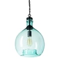 thumbnail image 1 of CASAMOTION Wavy Hammered Hand Blown Glass Pendant Light, Teal, 13", 1 of 7