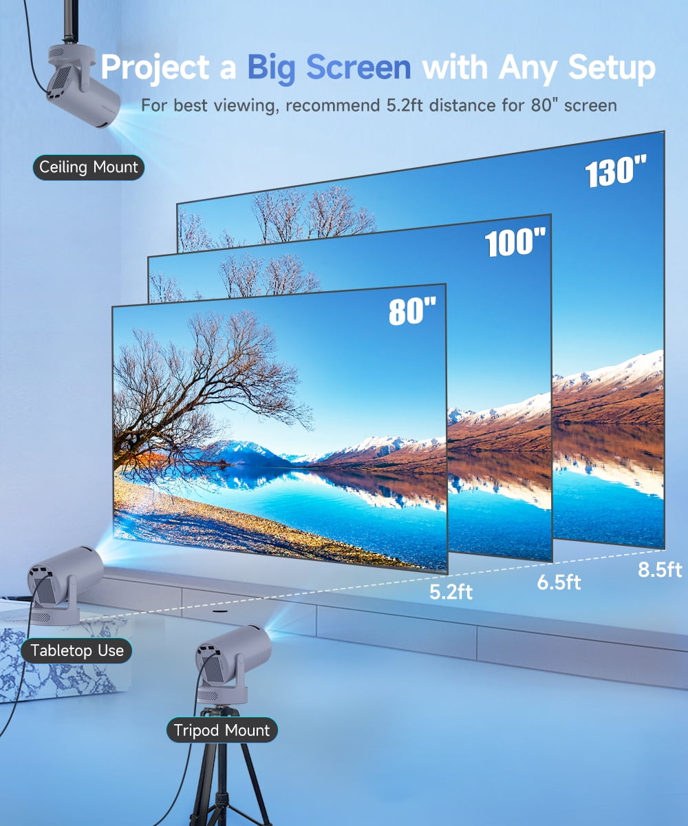 Magcubic 8K Support Projector,  Mini Projector with WiFi 6 & BT5.4, 5w Soundbase Speaker, 180°Rotatable Portable for Home & Outdoor Movies HY300Pro+