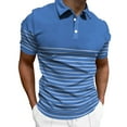 thumbnail image 1 of Chemise Rayée Décontractée Mode pour Hommes Chemise de Base Imprimé Numérique Bouton Col à Revers Manches Courtes T-Shirt Grande Taille pour Hommes Tee-Shirts de Nuit pour Hommes Long, 1 of 4