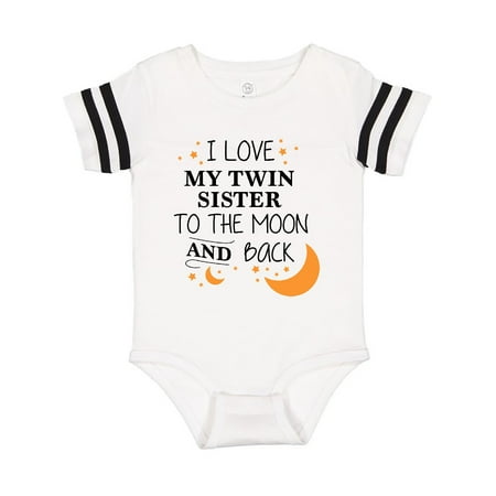 

Inktastic I Love My Twin Sister To The Moon and Back Gift Baby Boy or Baby Girl Bodysuit