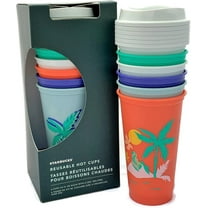 Starbucks Reusable Hot Cup Tropical Collection (Pack Of 6 Cups With Lids) 16 Oz
