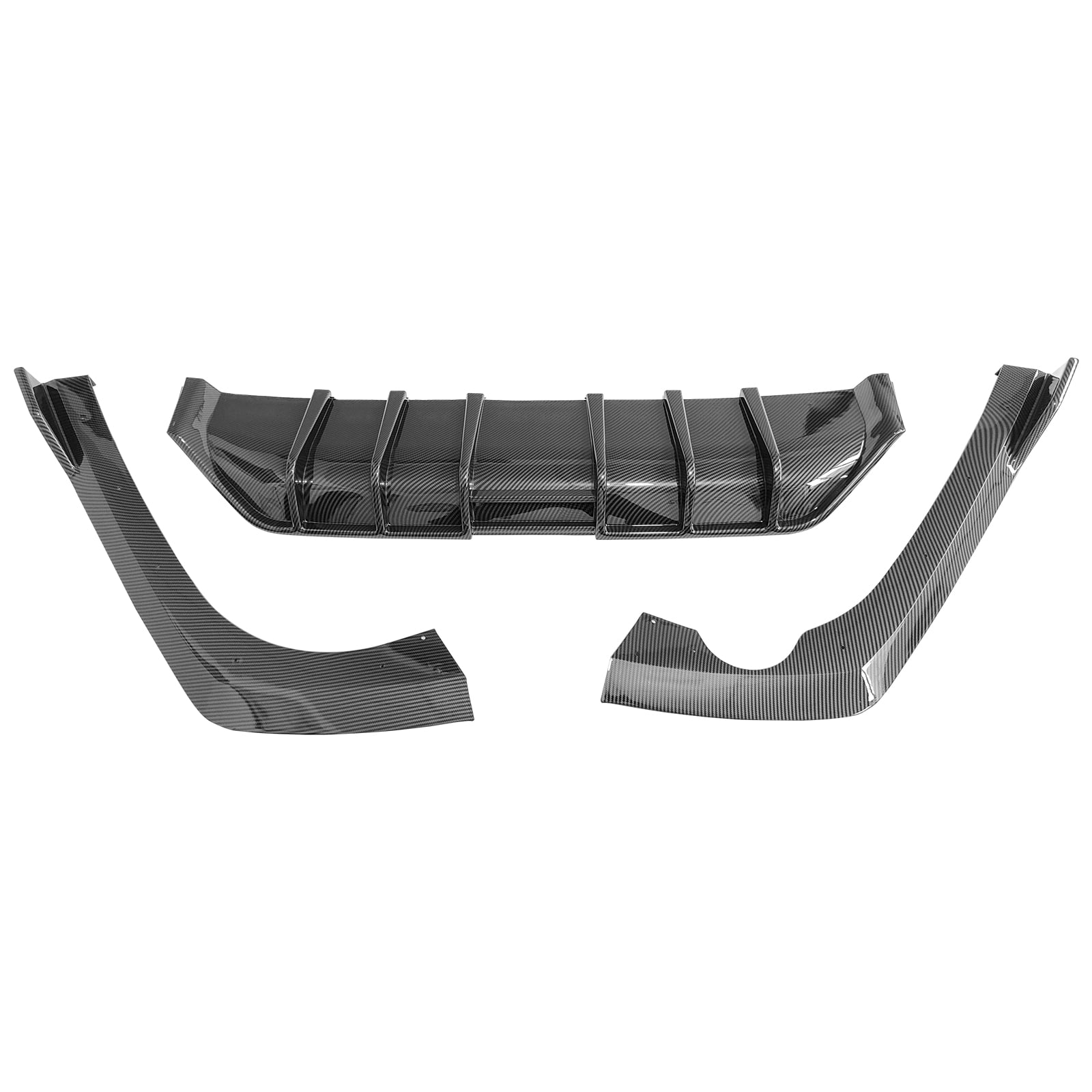 Ikon Motorsports Rear Bumper Lip Compatible with 2021-2024 Kia K5 GT-Line 3PCS Carbon Fiber Print Rear Diffuser Splitters Injection PP