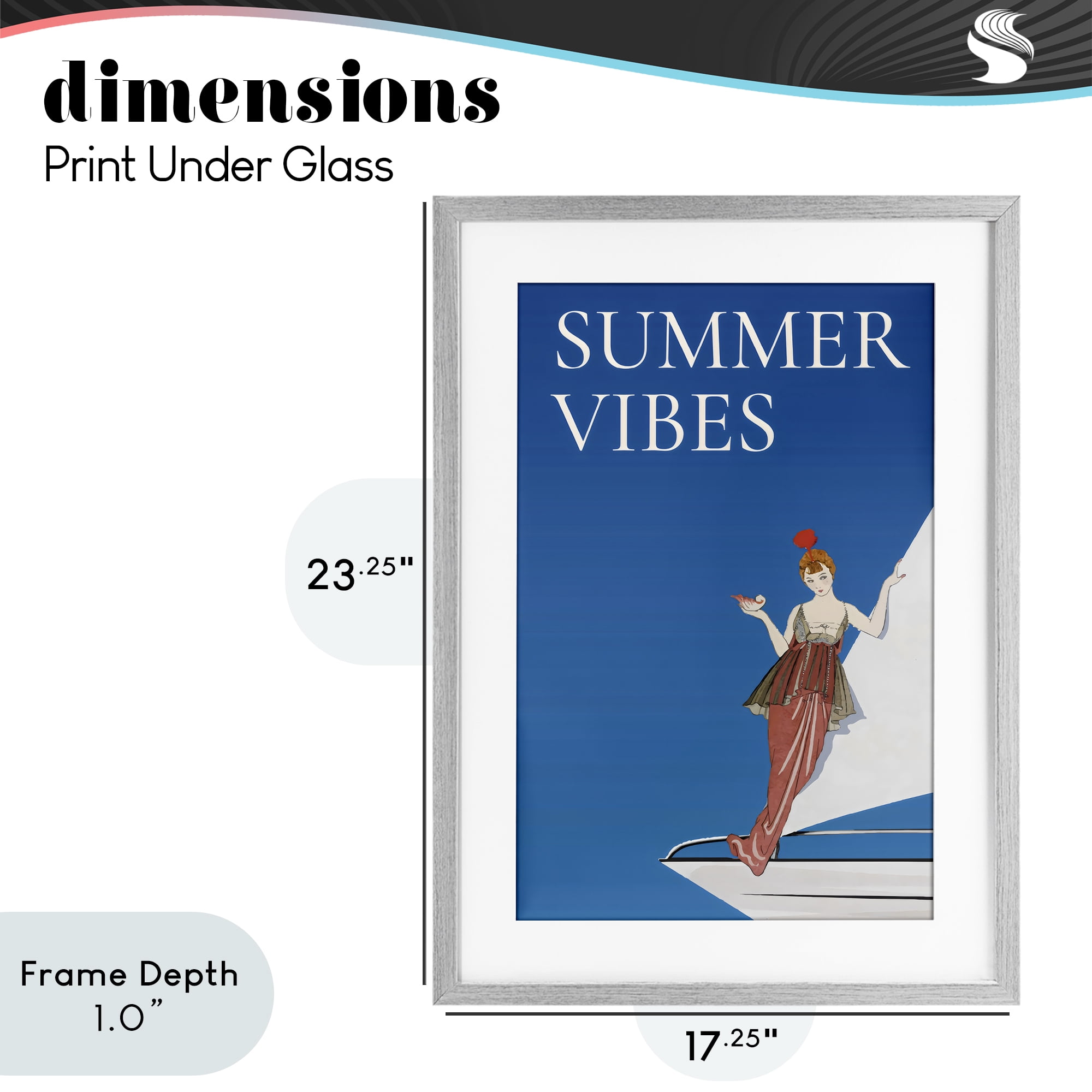 Stupell Industries Summer Vibes Vintage Yacht Gray Framed Print Under Glass, design by Creative Studio