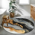 thumbnail image 4 of Black Golden 3ft Area Rug, Marble Aesthetics Modern Ink Painted Washable Non-Slip Small Round Rugs for Entryway Bedroom Kitchen, Soft Circle Carpet for Dining Room, Playroom Nursery Rug, 4 of 9