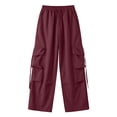 thumbnail image 6 of CHGBMOK Womens Baggy Parachute Pants Wide Leg Cargo Pants Drawstring High Waisted Quick Dry Casual Pants Y2k with Pockets, 6 of 6