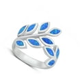 thumbnail image 4 of CHOOSE YOUR COLOR Blue Simulated Opal Plant Leaf Ring .925 Sterling Silver Band CZ Female Size 7, 4 of 4