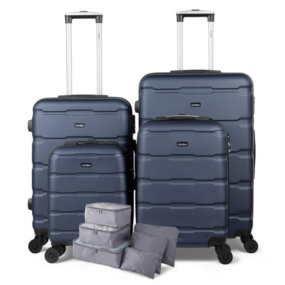 Juego 4 Maletas De Viaje Rigidas Ruedas 360 Bolsas De Viaje Rumbo azul