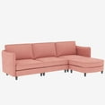 thumbnail image 6 of 107.8'' Large Size 3 Seater Sofa Couch, L-Shaped Sofas with Movable Ottoman, Arm with Pockets,Modern Fabric Couches for Living Room, Apartment, Office (Red), 6 of 11