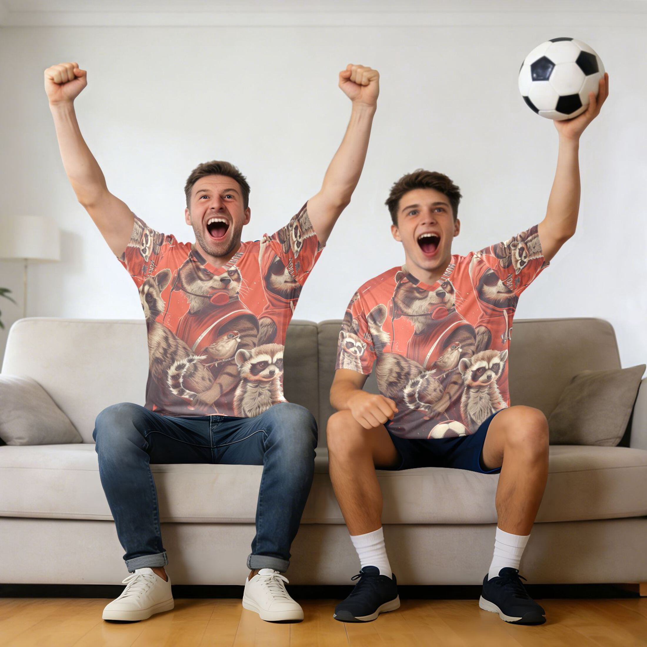 Raccoon Football Team Cartoon Men's Sports Jerseys Athletic T-Shirt Football Referee Short Sleeves Shirt M