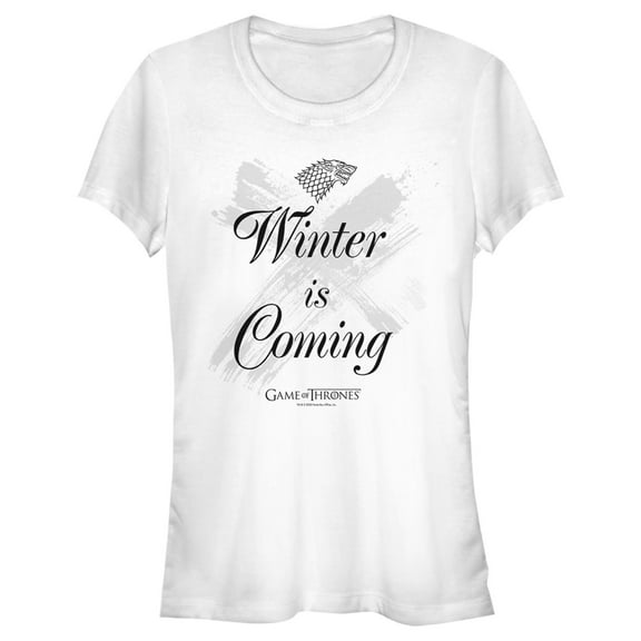 Junior's Game of Thrones Winter is Coming Streak  Graphic Tee White Small