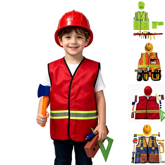 Boys Costumes Unisex Engineer Sleeveless Jacket Engineer Outfit Set Dress up Costumes Girls Halloween Outfit