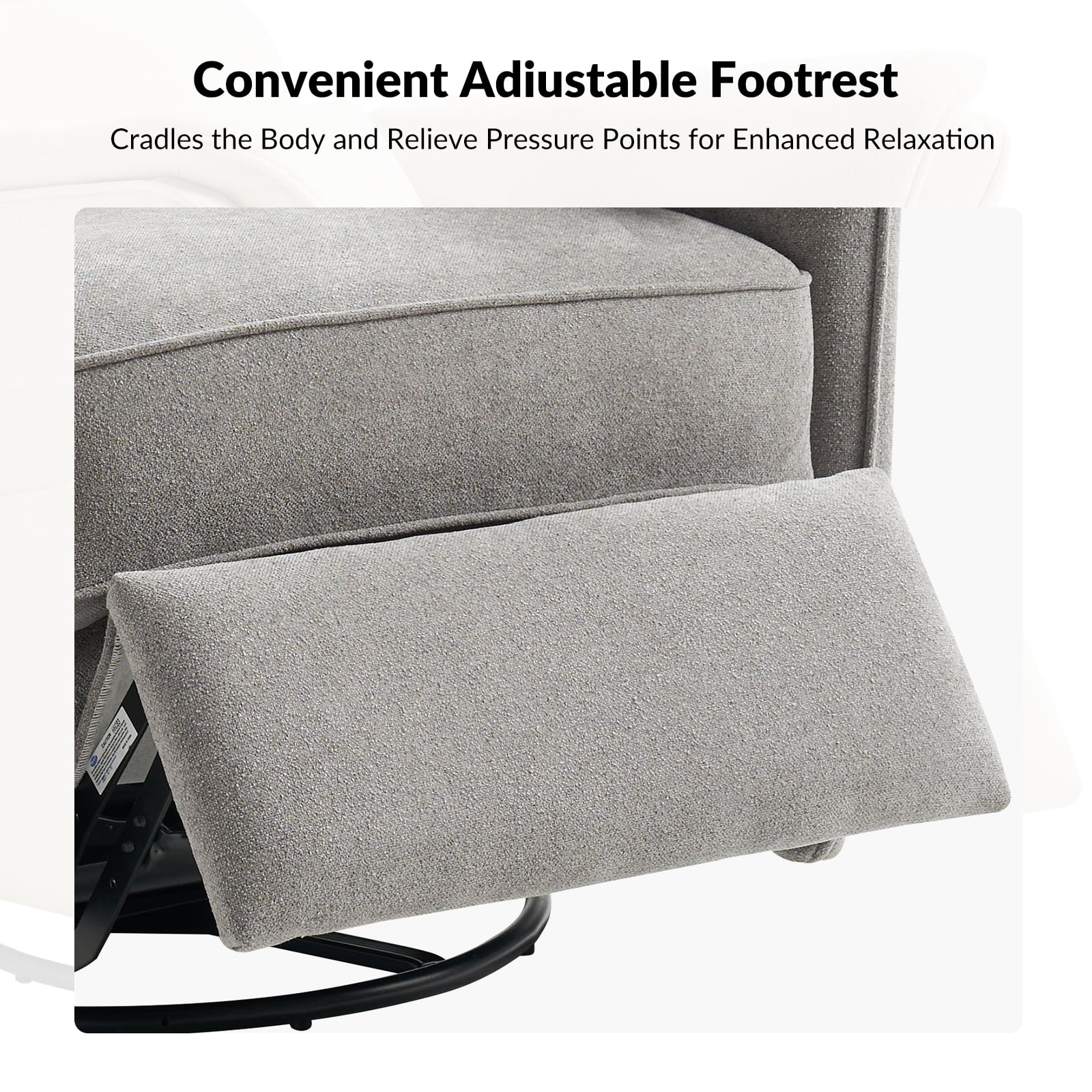 Nursery Recliner Chair Electric Power Glider Swivel Rocking with USB, Waterproof Stain-resistant, Gray