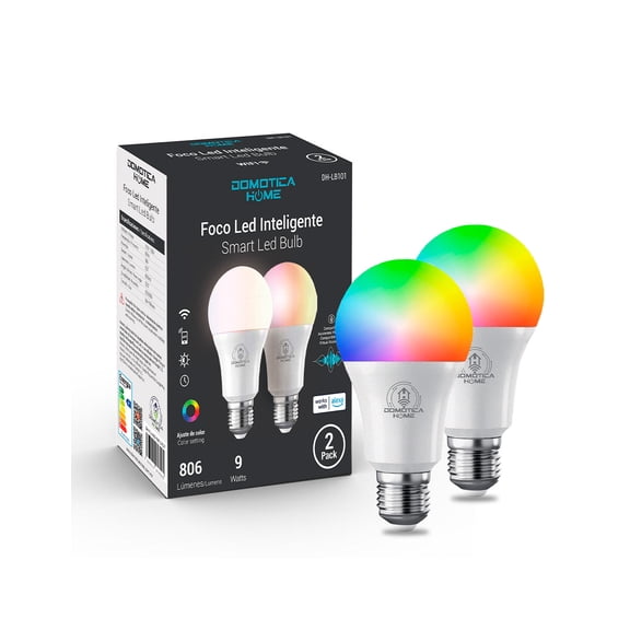 Focos Inteligentes Led WiFi 2 Pack , Multicolor + Luz Blanca Fría y Cálida   806 Lumens E27 9w (2 Pack)