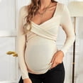 thumbnail image 5 of Dxzfnsa Women's Maternity Shirts Fashion Womens Casual Long Sleeve Pregnancy Blouses Solid Color V Neck Button Maternity Tops Breastfeeding Pregnancy Clothes, 5 of 7
