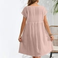 thumbnail image 4 of Fengqque Maxi Summer Dresses for Women Summer Cotton And Linen Casual Mid Length Solid ColorShortSleeve Round Neck Dress, 4 of 5