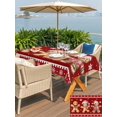 thumbnail image 4 of Outdoor Tablecloth with Umbrella Hole and Zipper, Gingerbread Christmas Rectangle Table Cloth 60x120 Inch Waterproof Tablecloth, Red Golden Snowflake Winter Xmas Picnic Table Cover for Patio Camping, 4 of 7