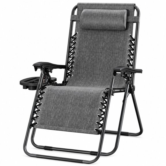 Foldable Zero Gravity Lawn Recliner Chair, Gray