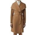 thumbnail image 3 of Women's Lapel Pea Trench Coat Long Jacket Open Front Belted Overcoat with Belt, 3 of 6