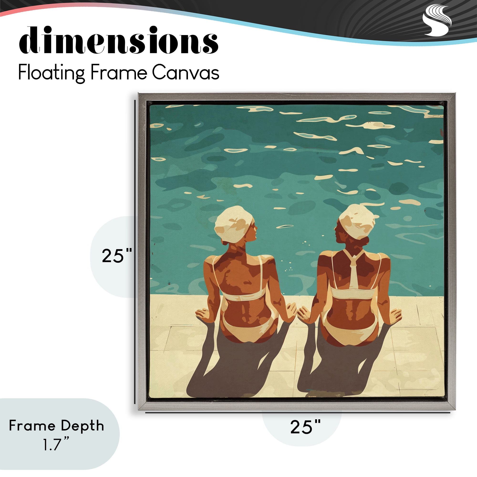 Stupell Industries Swimmer Friends Duo Gray Framed Floater Canvas Wall Art, design by Layla Oz